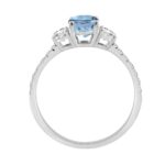 1 1/2CT Elegance Halo Ring 14k Round/Oval Diamond White Gold 1.00CT Blue Oval Center stone (Color F-G -Clarity VS1/VS2) - Image 2