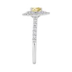 14K WHITE GOLD 1 1/2CT  ROUND/YELLOW HEART DIAMOND LADIES RING - Image 3