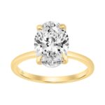 14K YELLOW GOLD 4 3/4CT ROUND/OVAL DIAMOND LADIES RING (CENTER STONE OVAL DIAMOND 4.00CT)