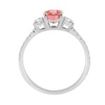 Ladies 14K White Gold 1 1/2CT Round/Oval Lab-Grown Diamond Ladies Fashion Ring 1.00CT Pink Oval Center stone (Color F-G -Clarity VS1/VS2) - Image 2