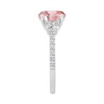 Ladies 14K White Gold 1 1/2CT Round/Oval Lab-Grown Diamond Ladies Fashion Ring 1.00CT Pink Oval Center stone (Color F-G -Clarity VS1/VS2) - Image 3