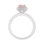 Luxury 14K White Gold Round & Radiant Pink Diamond Halo Engagement Ring 2.00CT with 1 1/2CT Radiant Cut Pink Center Stone (Color F-G -Clarity VS1/VS2) - Image 2
