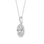 14K WHITE GOLD 3 1/2CT OVAL/ROUND DIAMOND LADIES PENDANT (CENTER STONE OVAL DIAMOND 3CT) - Image 3