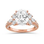 14K ROSE GOLD 4 1/3CT ROUND/PEAR/MARQUISE/OVAL DIAMOND LADIES RING (CENTER STONE OVAL DIAMOND 3CT)