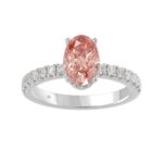 ETERNAL BLUSH COLLECTION 14K WHITE GOLD 2 1/2CT ROUND/OVAL DIAMOND LADIES RING(CENTER STONE PINK OVAL DIAMOND 2CT)
