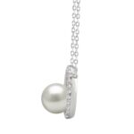Luxury 10K White Gold 1/4Ct Round Diamond & Pearl Necklace For Women Classic Jewelry Gift (Color F-G -Clarity Vs1/Vs2) - Image 2