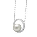 Luxury 10K White Gold 1/4Ct Round Diamond & Pearl Necklace For Women Classic Jewelry Gift (Color F-G -Clarity Vs1/Vs2) - Image 3
