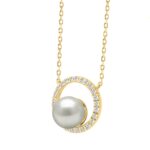 Luxury 10K Yellow Gold 1/4Ct Round Diamond & Pearl Necklace For Women Classic Jewelry Gift (Color F-G -Clarity Vs1/Vs2) - Image 3