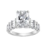 14K WHITE GOLD 5.00CT ROUND/CUSHION/BAGUETTE DIAMOND LADIES RING (CENTER STONE CUSHION DIAMOND 4CT