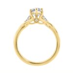 14K Yellow Gold 2 1/6Ct Marquise And Round Three Stone Ladies Engagement Ring With Marquise 2Ct Center Stone (Color F-G Clarity Vs1/Vs2) - Image 2