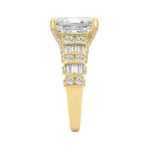 14K Yellow Gold Cushion Lab Grown Diamond Engagement Ring 5.00Ct With 4.00Ct Cushion Center Stone & Round/Baguette Side Stones (Color F-G Clarity Vs1/ - Image 3