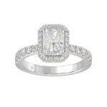 Elegant 14K White Gold 4.00Ct Round/Radiant Cut Lab Grown Diamond Engagement Ring 3.00Ct Radiant Center Stone (Color F-G -Clarity Vs1/Vs2)