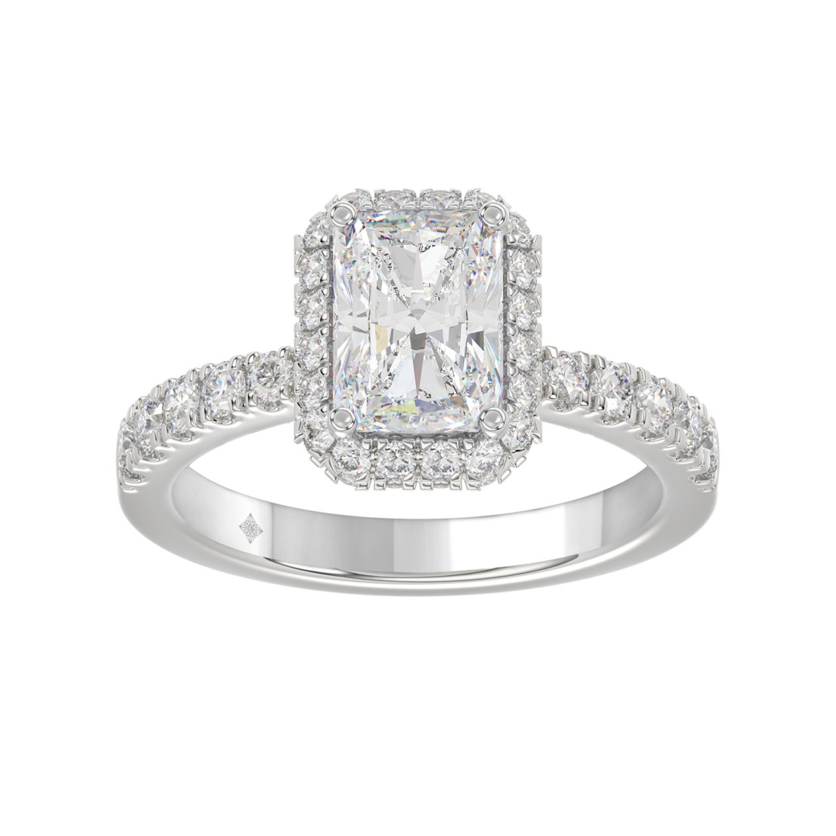Elegant 14K White Gold 4.00Ct Round/Radiant Cut Lab Grown Diamond Engagement Ring 3.00Ct Radiant Center Stone (Color F-G -Clarity Vs1/Vs2) - Image 1