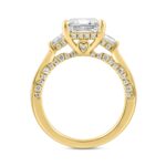 Luxury 14K Yellow Gold 4 1/4Ct Radiant & Round Lab Grown Diamond Engagement Ring 3.00Ct Radiant Center Stone With Trapezoid & Baguette Side Stones Tri - Image 2