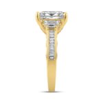 Luxury 14K Yellow Gold 4 1/4Ct Radiant & Round Lab Grown Diamond Engagement Ring 3.00Ct Radiant Center Stone With Trapezoid & Baguette Side Stones Tri - Image 3