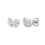 1.00CT White Gold 14K Collection Linked Hearts Two-Stone Diamond Stud Ladies Earrings & Oval & Marquise Cut Diamond (Color F-G Clarity VS1/VS2 - Image 3