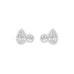 3/4CT White Gold 10K Collection Linked Hearts Two-Stone Diamond Stud Ladies Earrings Round & Pear Cut Diamond (Color F-G -Clarity VS1/VS2)