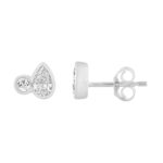 3/4CT White Gold 10K Collection Linked Hearts Two-Stone Diamond Stud Ladies Earrings Round & Pear Cut Diamond (Color F-G -Clarity VS1/VS2) - Image 2