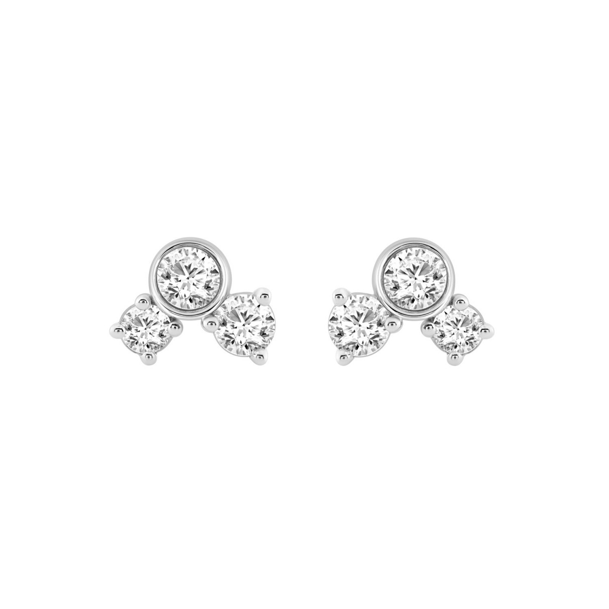 3/4Ct White Gold 10K Round Diamond Fashion Earrings For Women (Color F-G Clarity Vs1/Vs2) - Image 1