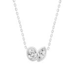 Ladies 3/4CT Oval/Marquise Lab Grown Diamond Ladies Necklace 10K Collection Linked Hearts White Gold (Color F-G Clarity VS1/VS2)