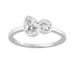 Ladies 3/4 CT Collection Linked Hearts Lab-Grown Diamond Engagement Ring in 10K White Gold Pear & Round Cut Diamond (Color F-G Clarity VS1/VS2)