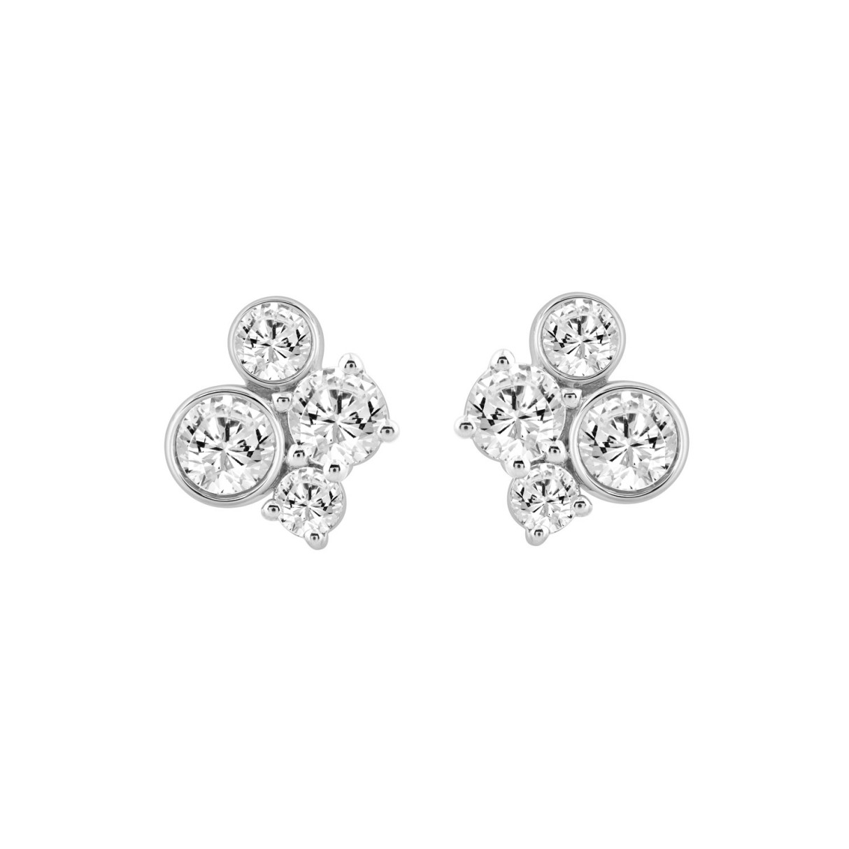 1.00Ct White Gold 10K Round Diamond Fashion Earrings For Women (Color F-G Clarity Vs1/Vs2) - Image 1