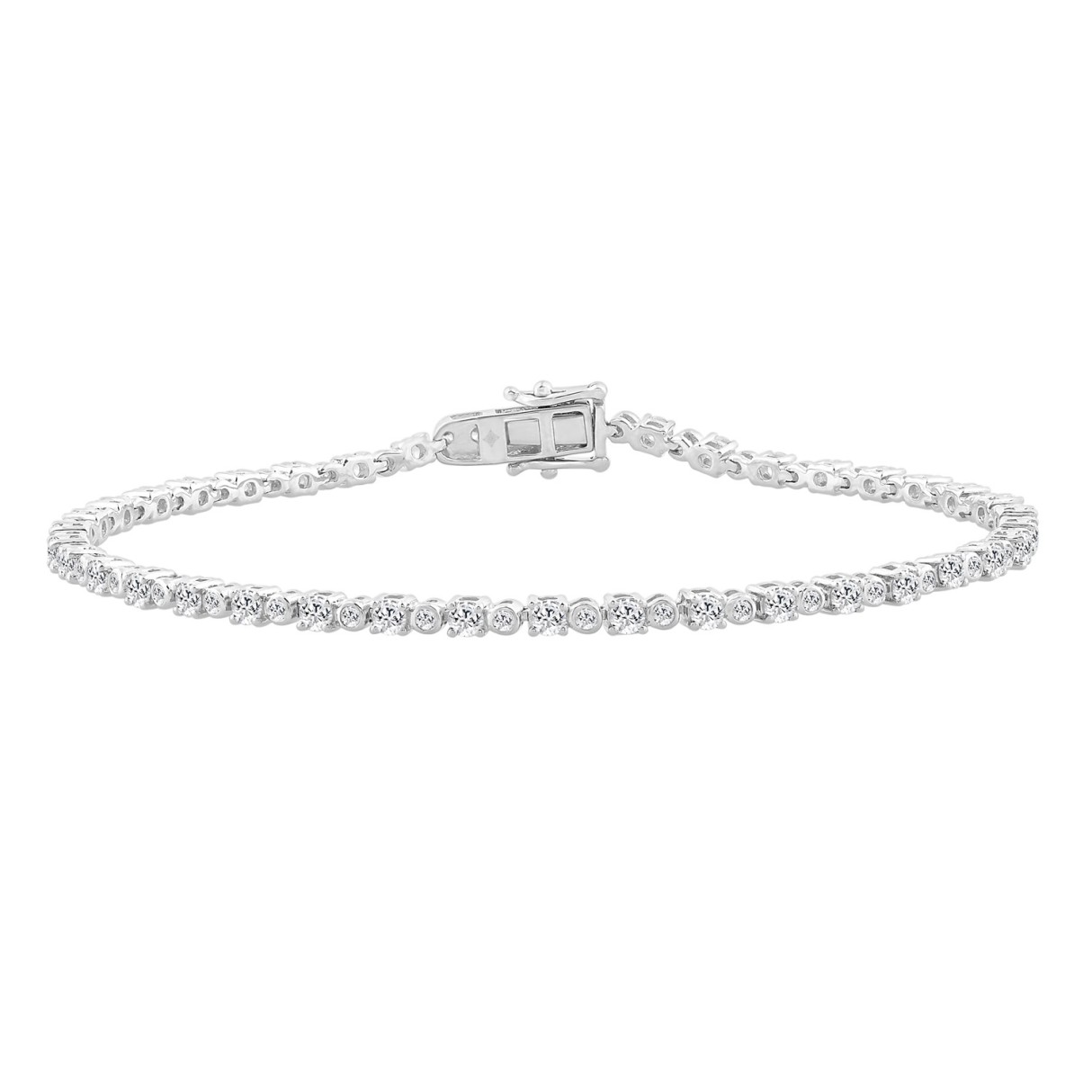 Ladies Bracelet 10K White Gold 2.00Ct Round Lab Grown Diamond (Color F-G -Clarity Vs1/Vs2) - Image 1