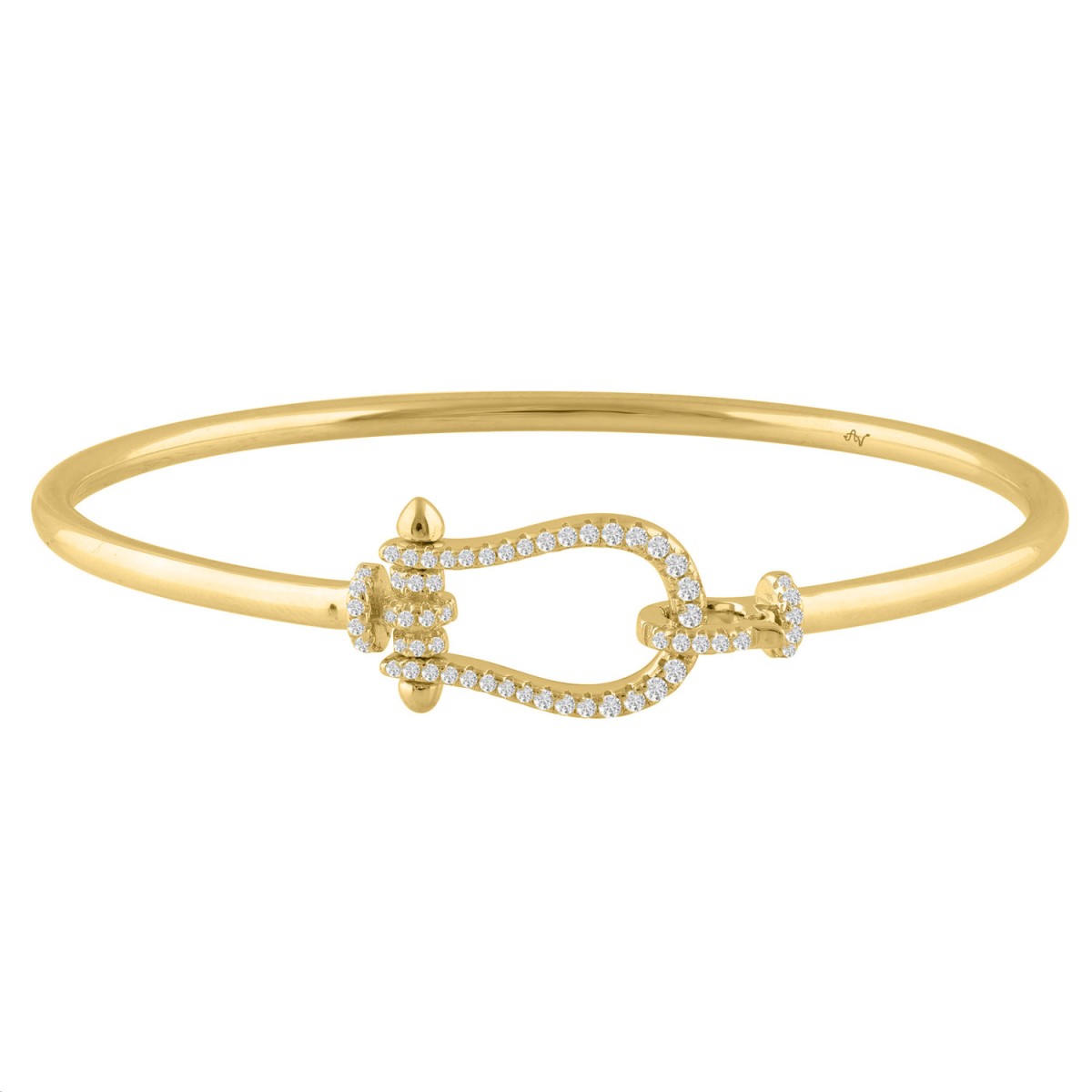 Elegant 14K Yellow Gold 0.40CT Round Diamond Fashion Bangle For Women - Image 1