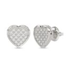 Women’S Sterling Silver Yuva White 0.15CT Round Diamond Heart Earrings Elegant Fine Jewelry - Image 2