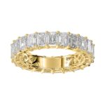 LADIES ETERNITY BAND 3CT EMERALD DIAMOND 14K YELLOW GOLD