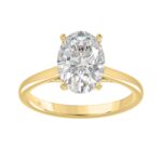 14K Yellow Gold Oval Diamond Engagement Ring 3.05 Ct Round & Oval Diamond Ring With 3.00 Ct Center Stone (Color F-G -Clarity Vs1/Vs2)