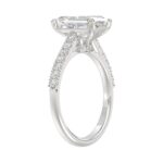 Emerald Cut Lab Grown Diamond Engagement Ring In 14K White Gold 3 1/4Ct Round & Emerald Diamond Ring 3.00Ct Emerald  Center Stone (Color F-G -Clarity - Image 3
