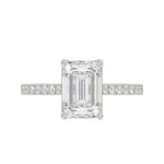 Emerald Cut Lab Grown Diamond Engagement Ring In 14K White Gold 3 1/4Ct Round & Emerald Diamond Ring 3.00Ct Emerald  Center Stone (Color F-G -Clarity - Image 5