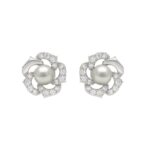 10K White Gold 1/4Ct Round Diamond & Pearl Drop Earrings For Women Classic Luxury Jewelry (Color F-G -Clarity Vs1/Vs2)