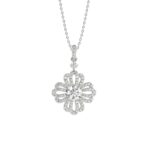 1 1/2Ct Round Diamond Flower Pendant In 14K White Gold Luxury Floral Diamond Pendant For Women (Color F-G -Clarity Vs1/Vs2)