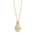 10K Yellow Gold Pear Diamond Halo Teardrop Pendant 3/4Ct Round & Pear Diamond Pendant With Chain 1/2Ct Pear Center Stone (Color F-G -Clarity Vs1/V - Image 3