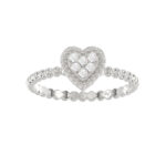 Ladies Halo Ring 0.10Ct Heart Shape Round Diamond Sterling Silver White