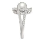 14K WHITE GOLD 1/2CT ROUND/PEARL DIAMOND LADIES RING - Image 3