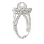 14K WHITE GOLD 1/2CT ROUND/PEARL DIAMOND LADIES RING - Image 4