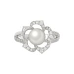 14K WHITE GOLD 1/2CT ROUND/PEARL DIAMOND LADIES RING - Image 5