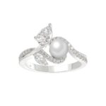 14K WHITE GOLD 3/4CT ROUND/MARQUISE/PEARL/PEAR DIAMOND LADIES RING