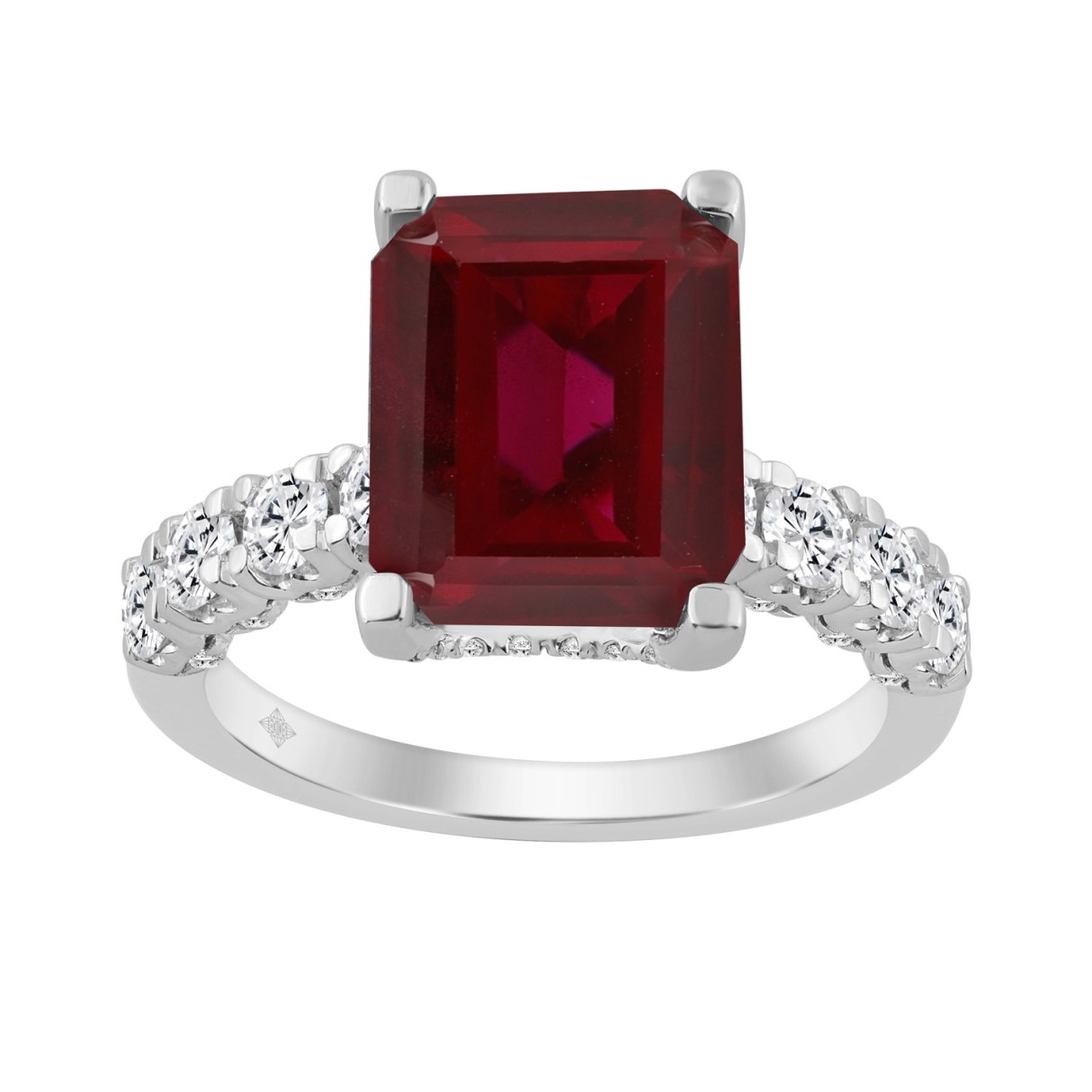 14K WHITE GOLD 7.00CT ROUND/EMERALD RUBY DIAMOND LADIES RING (CENTER STONE RUBY EMERALD DIAMOND 10CT) - Image 1