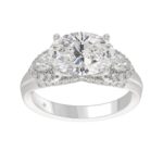 LADIES RING 3 3/4CT ROUND/PEAR/OVAL DIAMOND 14K WHITE GOLD (CENTER STONE OVAL DIAMOND 3.00CT)