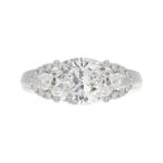 LADIES RING 3 3/4CT ROUND/PEAR/OVAL DIAMOND 14K WHITE GOLD (CENTER STONE OVAL DIAMOND 3.00CT) - Image 2