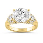 LADIES RING 3 3/4CT ROUND/PEAR/OVAL DIAMOND 14K YELLOW GOLD (CENTER STONE OVAL DIAMOND 3.00CT)