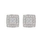 14K WHITE GOLD 1CT ROUND/PRINCESS DIAMOND MEN'S EARRINGS