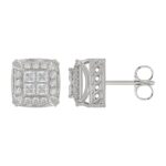 14K WHITE GOLD 1CT ROUND/PRINCESS DIAMOND MEN'S EARRINGS - Image 2
