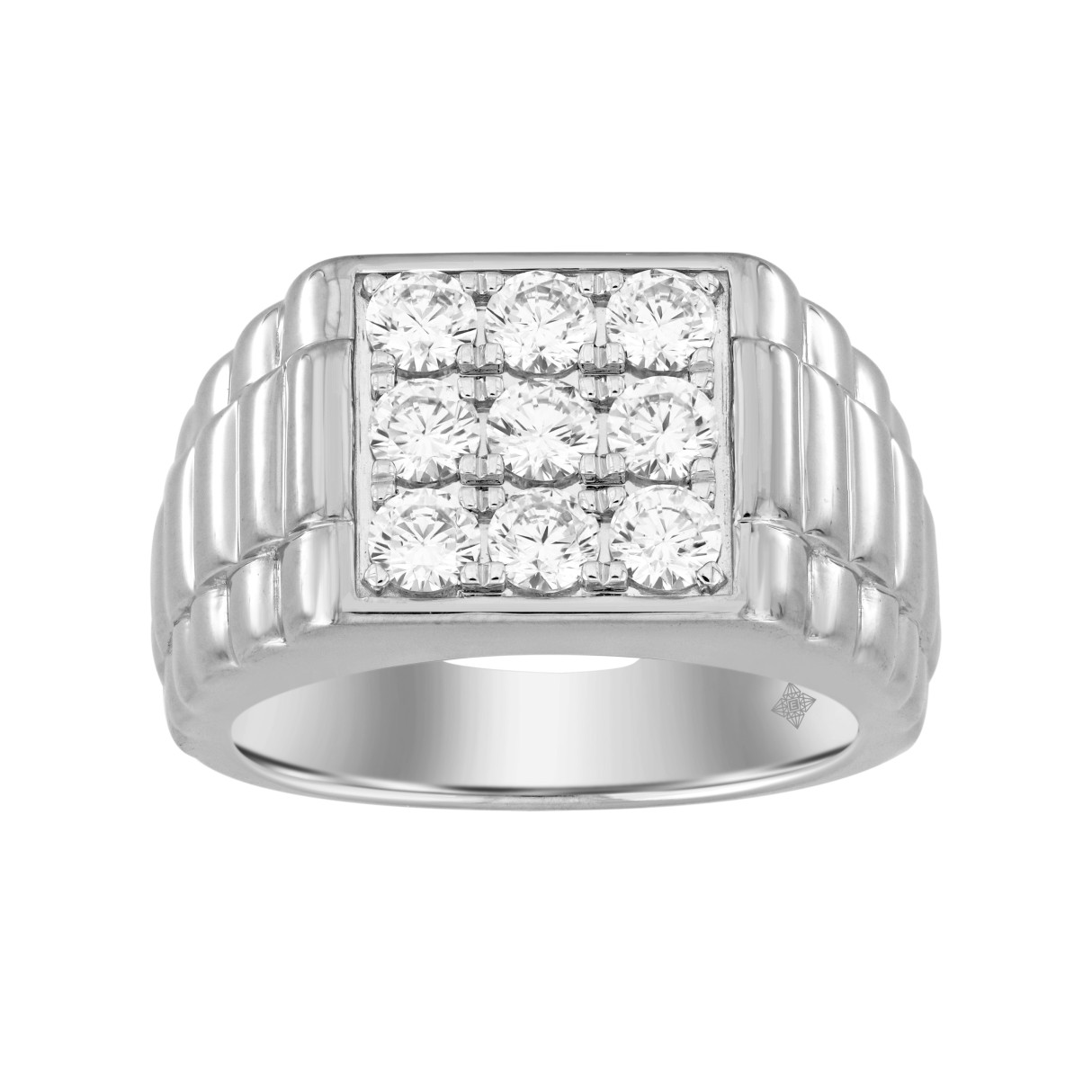 MEN'S RING 1 1/2CT ROUND DIAMOND 10K WHITE GOLD - Image 1