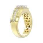 MEN'S RING 2 1/2CT ROUND/EMERALD DIAMOND 14K YELLOW GOLD (CENTER STONE EMERALD DIAMOND 2CT ) - Image 3