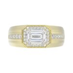 MEN'S RING 2 1/2CT ROUND/EMERALD DIAMOND 14K YELLOW GOLD (CENTER STONE EMERALD DIAMOND 2CT ) - Image 5